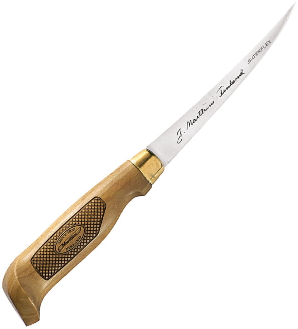 Marttiini Superflex Fillet Knife 4" satin finish stainless fillet blade Thermally treated Finnish birch wood handle coated - Marttiini