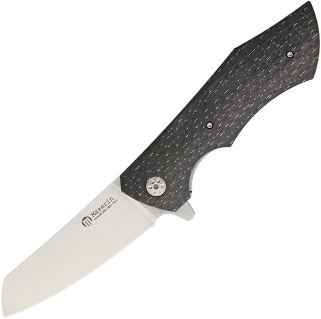 Maserin AM-2 Linerlock Titanium CF Folding Knife3.75inN690 SteelStandard EdgeSatinCarbon Fiber Handle - Maserin