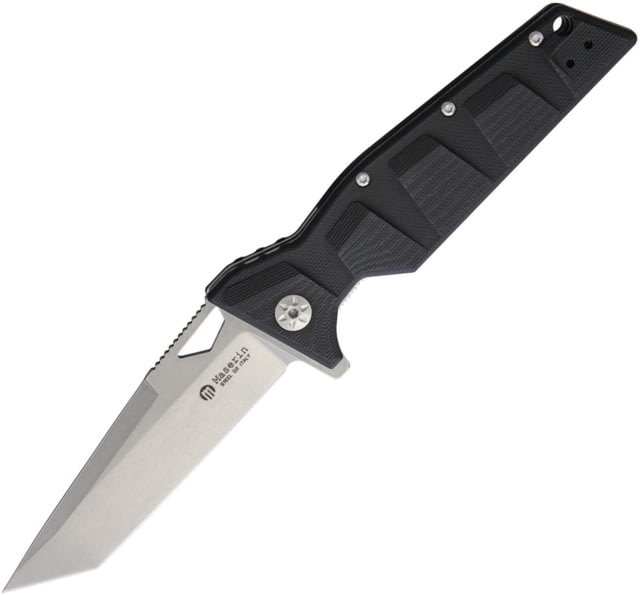 Maserin Artiglio Linerlock Folding Knife 3.75in Stonewash D2 Tool Steel Blade Black G10 Handle Thumb Pull Pocket Clip Black 420 G10 - Maserin