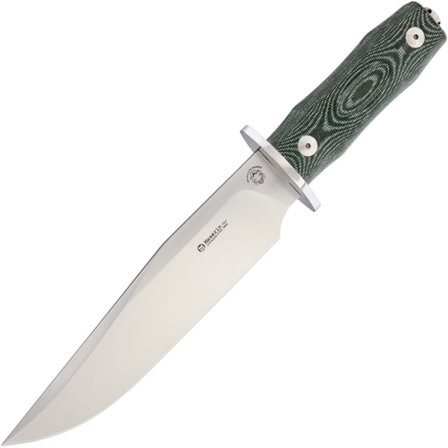 Maserin Bowie Green Micarta Handle Fixed Blade Knife 13.5in Overall 8.5in Satin 440C SS Clip Point Blade Green Micarta Handle SS Guard And Pommel - Maserin