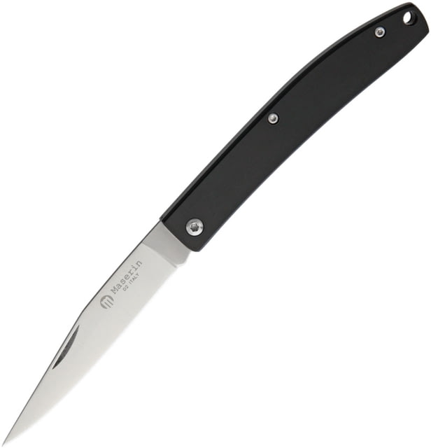 Maserin EDC Slip Joint Folding Knife 3.25in Satin D2 Tool Steel Long Clip Blade Black Micarta Handle Slip Joint Black - Maserin