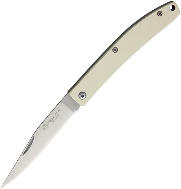 Maserin EDC Slip Joint White Folding Knife 3.25in Satin D2 Tool Steel Long Clip Blade White Micarta Handle Slip Joint White - Maserin
