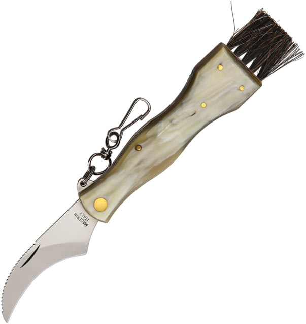 Maserin Mushroom Knife 3" 420 stainless curved blade Horn handle - Maserin