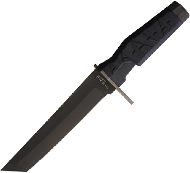 Maserin Myrmillo Fixed Blade Knife 12.25in Overall 7in Black Mil-Spec Coated N690Co Steel Tanto Blade Black Forprene Handle Black Nylon Molle - Maserin