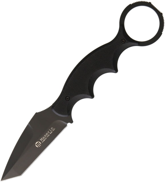 Maserin Neck Knife N690 G10 Fixed Blade Knife Neck Knife 7.25in Overall 2.75in Black N690 SS Tanto Blade Black G10 Handle Tec Lock Belt Clip - Maserin