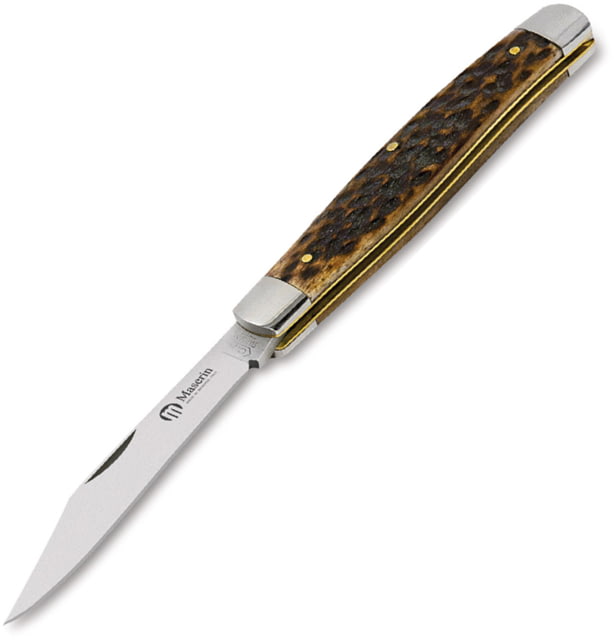 Maserin Pocket Knife Folding Knife Satin finish stainless clip blade Brown jigged bone handle - Maserin