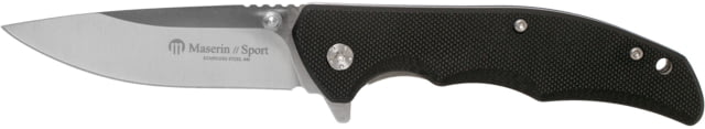 Maserin Sport Linerlock Black Folding Knife 3" satin finish 440 stainless blade Black G10 handle Thumb stud - Maserin