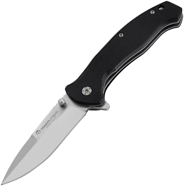 Maserin Sport Linerlock Black Folding Knife 3" satin finish 440 stainless drop point blade Black G10 handle - Maserin