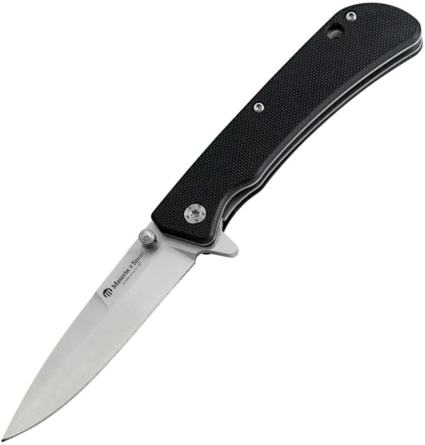 Maserin Sport Linerlock Black Folding Knife 3" satin finish 440 stainless spear point blade Black G10 handle - Maserin