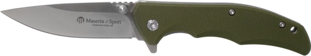 Maserin Sport Linerlock Green Folding Knife 3" satin finish 440 stainless blade Green G10 handle Thumb stud - Maserin
