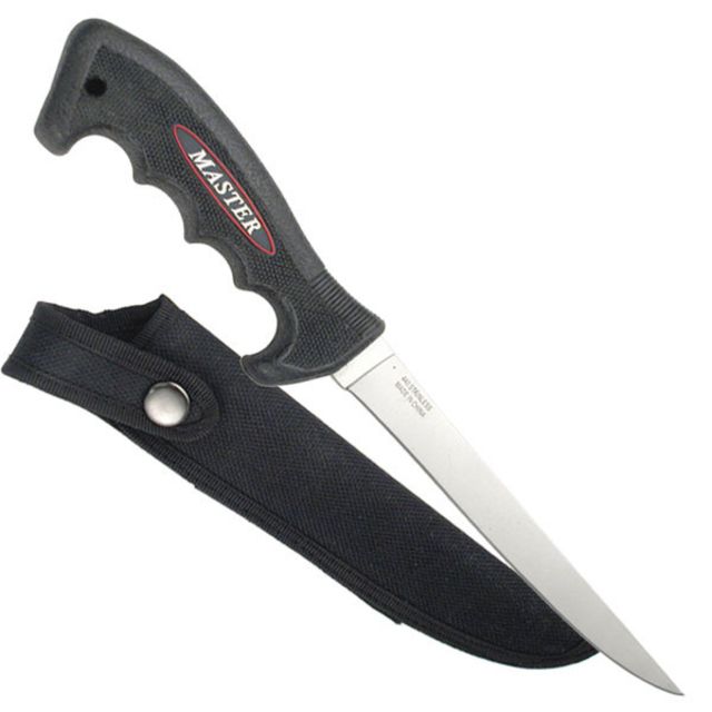 Master Cutlery Fixed Blade 12.5in Stainless Steel Blade Textured Ribbed Rubber Handle - Master Cutlery