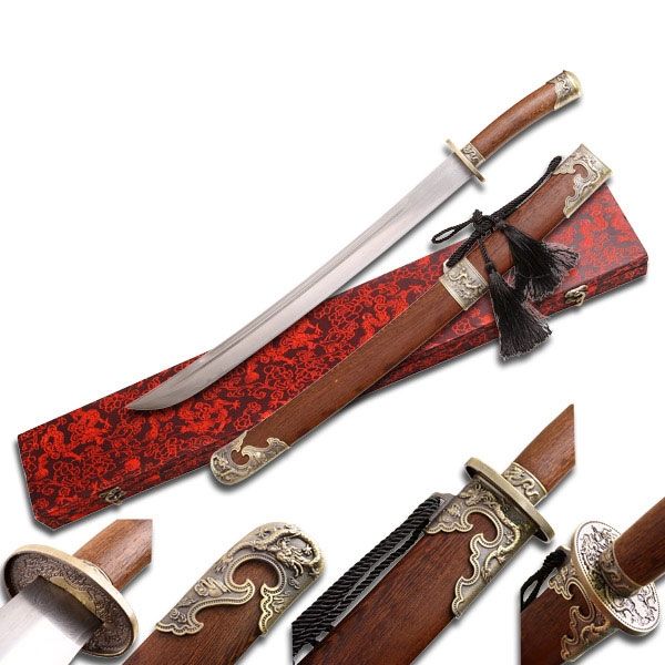 Master Cutlery Fixed Blade 32in Carbon Steel Blade Natural Wood Handle - Master Cutlery