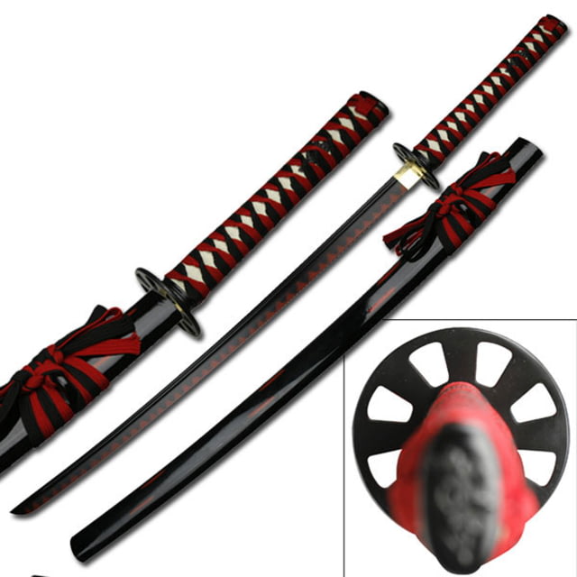 Master Cutlery Fixed Blade 40.5in Carbon Steel Blade Black And Red Cord Wrapped Handle - Master Cutlery