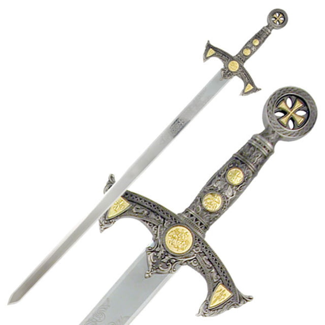 Master Cutlery Fixed Blade 40.5in Stainless Steel Blade Gold Metal Plate On Handle - Master Cutlery