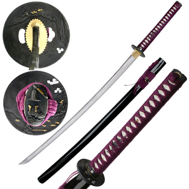 Master Cutlery Fixed Blade 40.9in Carbon Steel Blade Purple Cotton Wrapped Handle - Master Cutlery