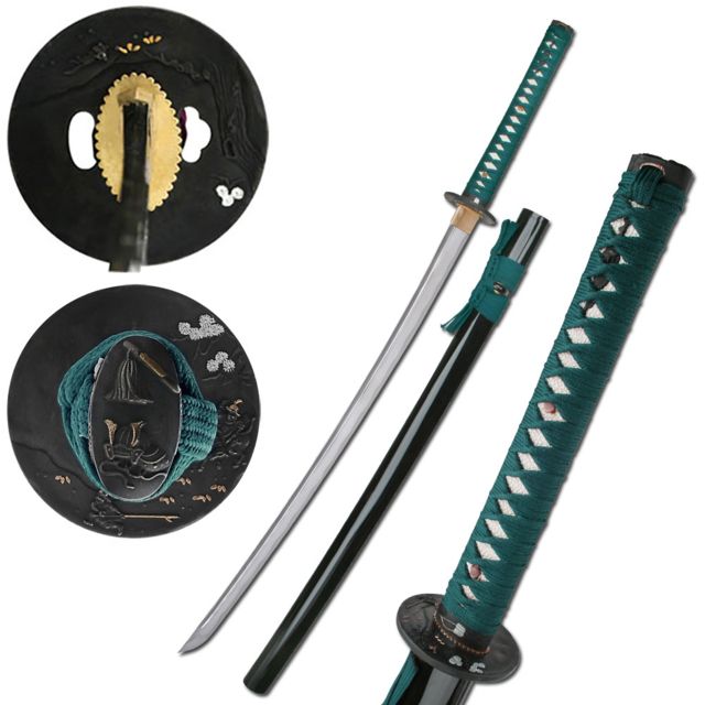 Master Cutlery Fixed Blade 40.9in Carbon Steel Blade Turquoise Cotton Wrapped Handle - Master Cutlery