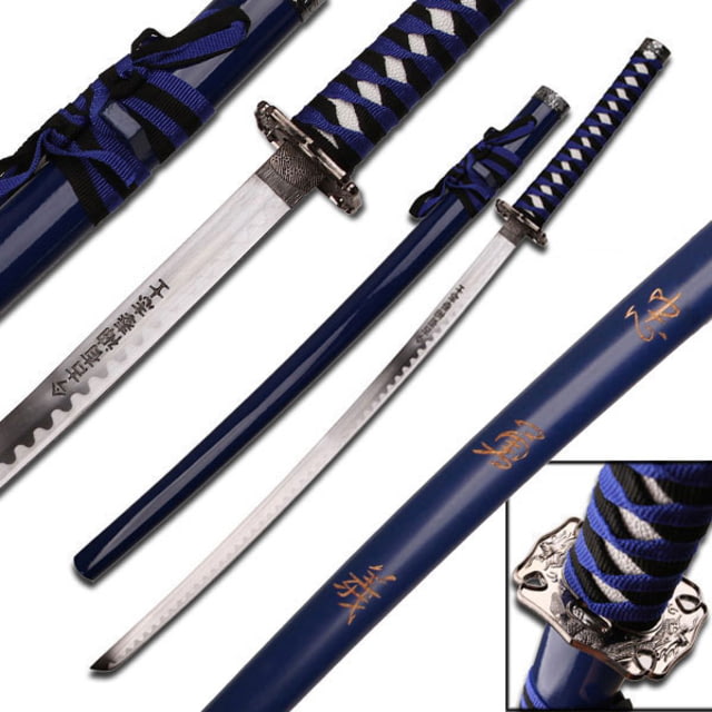 Master Cutlery Fixed Blade 40in Carbon Steel Blade Black And Blue Cord Wrapped Handle - Master Cutlery