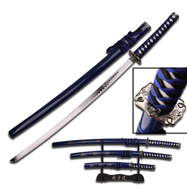 Master Cutlery Fixed Blade 40in Carbon Steel Blade Black And Blue Cord Wrapped Handle - Master Cutlery