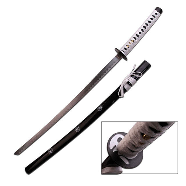 Master Cutlery Fixed Blade 40in Carbon Steel Blade Black Scabbard And White Cord Wrapped Handle - Master Cutlery