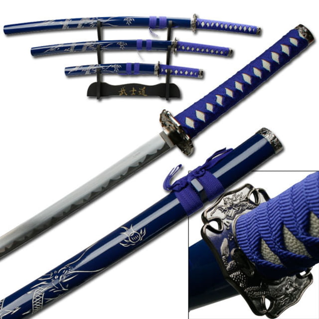 Master Cutlery Fixed Blade 40in Stainless Steel Blade Blue Cord Wrapped Handle - Master Cutlery