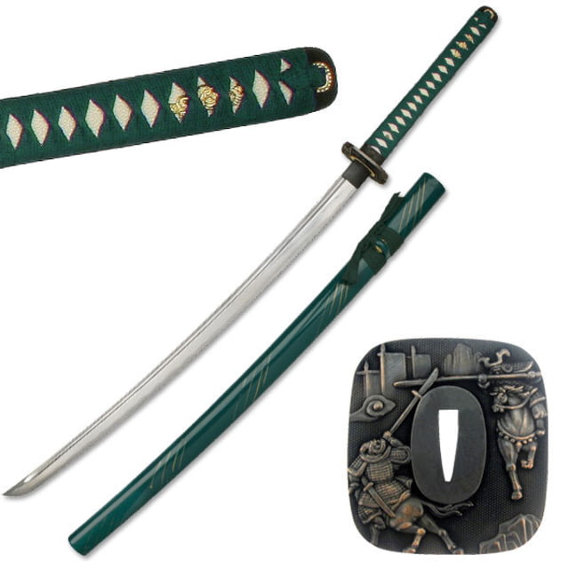 Master Cutlery Fixed Blade 41in Carbon Steel Blade Green Cord Wrapped Handle - Master Cutlery