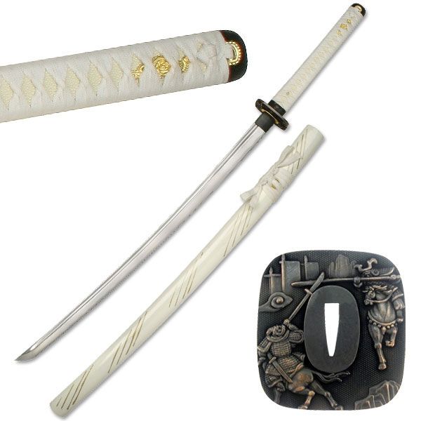 Master Cutlery Fixed Blade 41in Carbon Steel Blade White Cord Wrapped Handle - Master Cutlery
