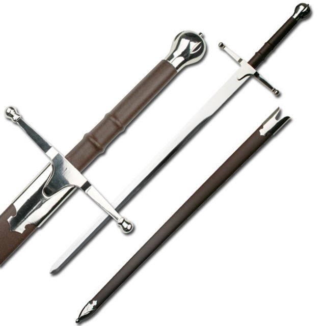 Master Cutlery Fixed Blade 44.5in Stainless Steel Blade Leather Handle - Master Cutlery