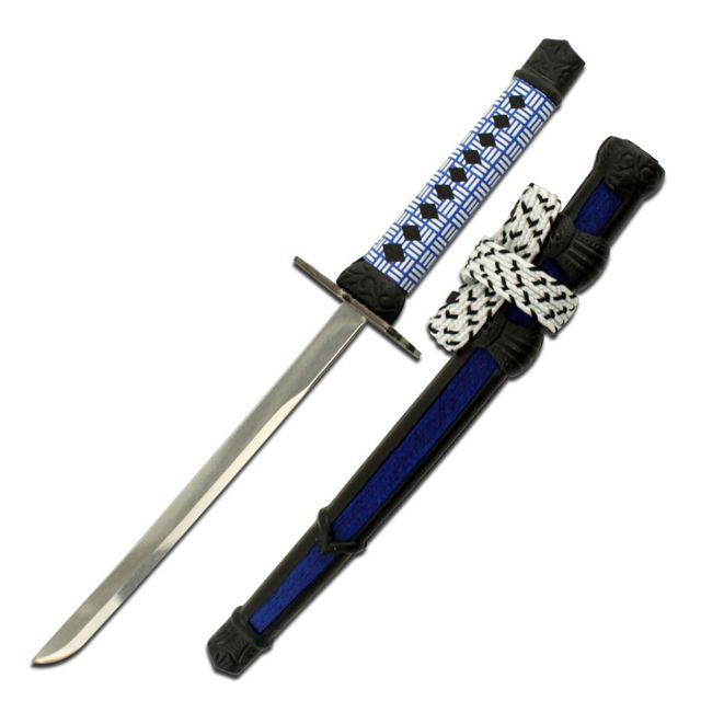 Master Cutlery Fixed Blade 8in Stainless Steel Blade Blue Cord Wrapped Handle - Master Cutlery