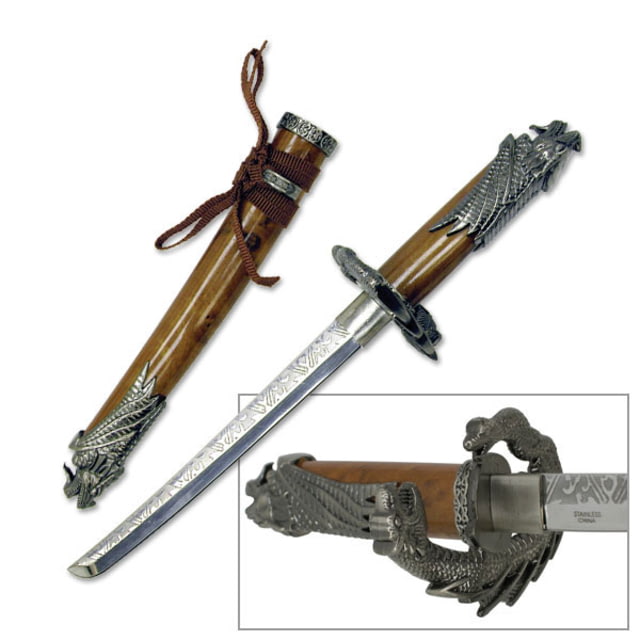 Master Cutlery Fixed Blade 9.5in Stainless Steel Blade Dragon Head Metal Handle - Master Cutlery