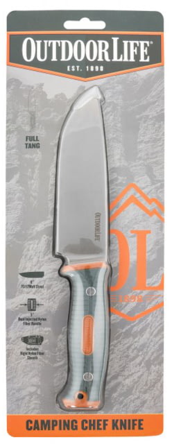 Master Cutlery Outdoor Life Camp Chef Fixed Blade Knife 6in 7Cr17Mov Blade Green/Orange Handle - Master Cutlery