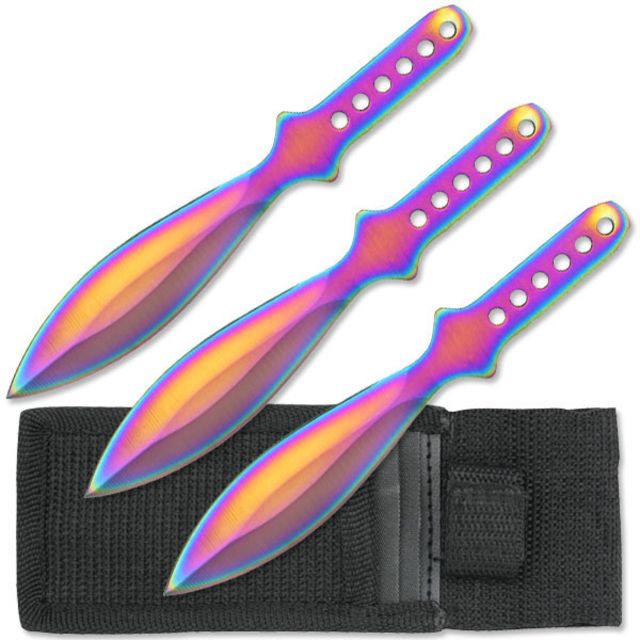Master Cutlery Tactical 6in Stainless Steel Blade Rainbow Stainless Steel Handle - Master Cutlery