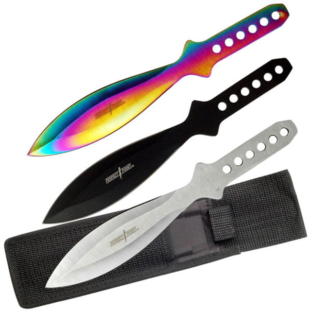 Master Cutlery Tactical 9in Stainless Steel Blade Black Silver And Rainbow Stainless Steel Handle - Master Cutlery