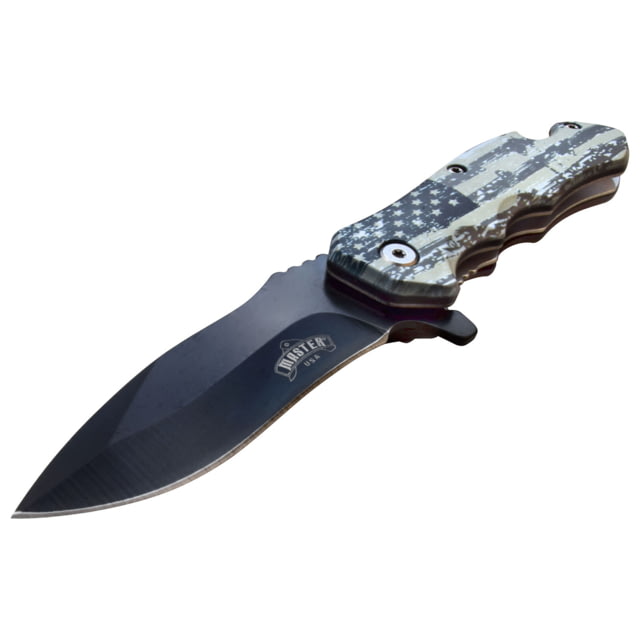 Master USA Drop Point Spring Assisted Knife 3.25 in 3Cr13 Stainless Steel Stainless Steel Grey Flag - Master Usa