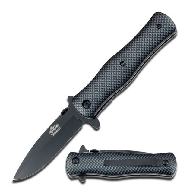 Master USA Folding Blade 3.25in Stainless Steel Blade Carbon Fiber Camo Nylon Fiber Handle - Master Usa