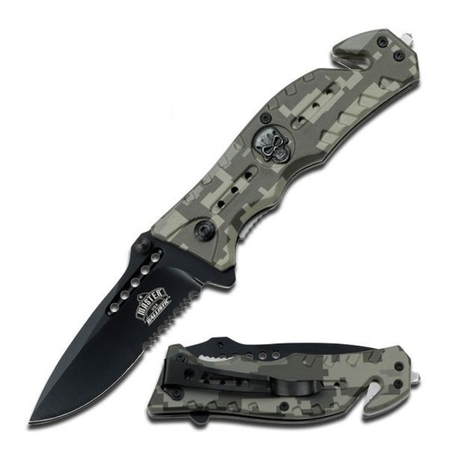 Master USA Folding Blade 3.25in Stainless Steel Blade Digital Camo Nylon Fiber Handle - Master Usa