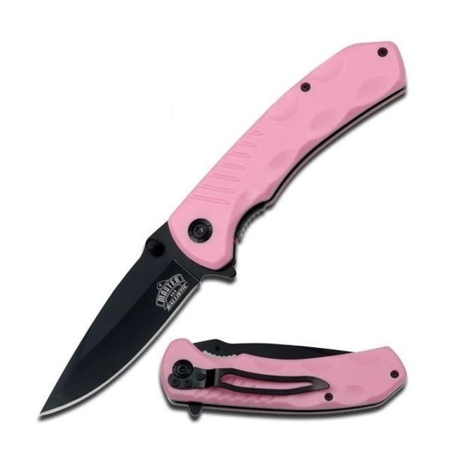 Master USA Folding Blade 3.25in Stainless Steel Blade Pink Nylon Fiber Handle - Master Usa