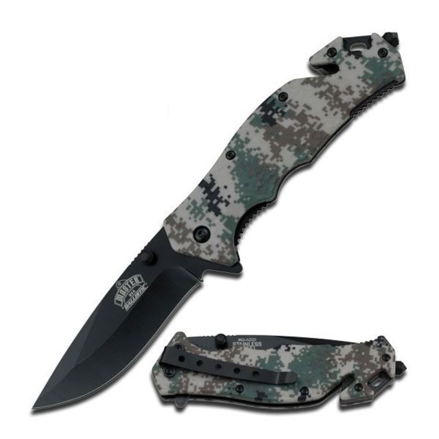 Master USA Folding Blade 3.5in Stainless Steel Blade Digital Marine Camo Nylon Fiber Handle - Master Usa