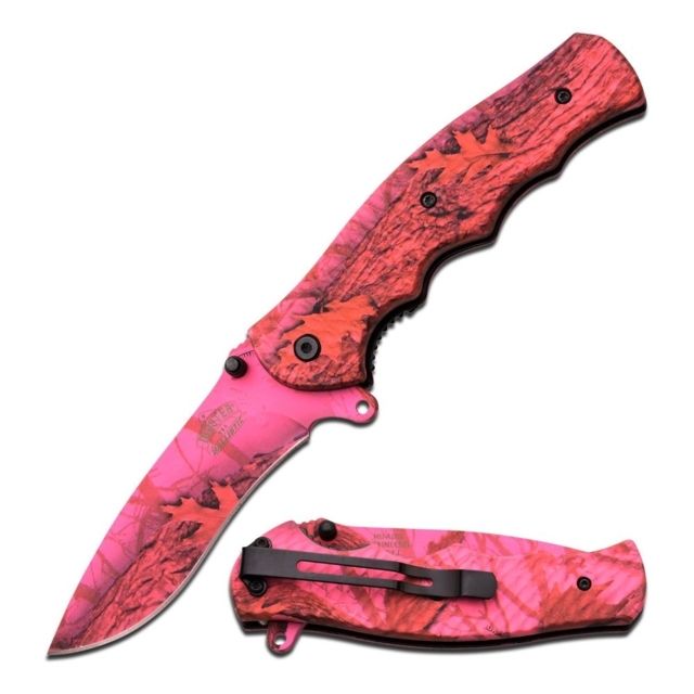 Master USA Folding Blade 3.5in Stainless Steel Blade Pink Camo Nylon Fiber Handle - Master Usa