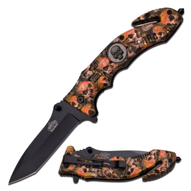 Master USA Folding Blade 3.75in Stainless Steel Blade Desert Tan Nylon Fiber Camo Handle - Master Usa