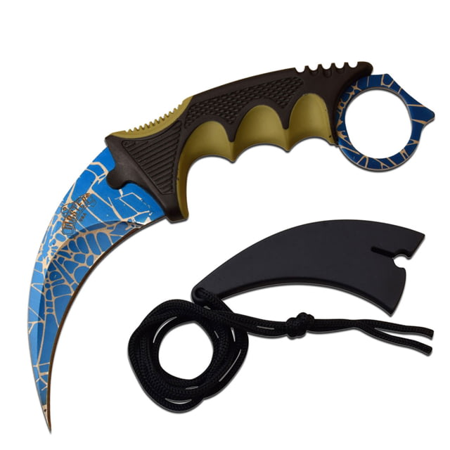 Master USA Hawkbill Fixed Blade Knife 4 in 3Cr13 Stainless Steel Black/Blue - Master Usa
