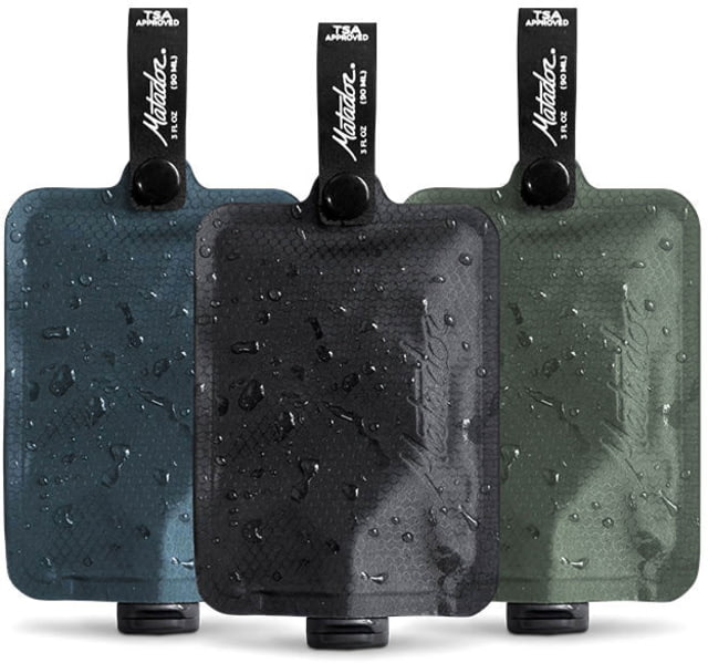 Matador Matador FlatPak Toiletry Bottle 3 Pack Charcoal/Blue/Green One Size - $39.99 at Optics Planet