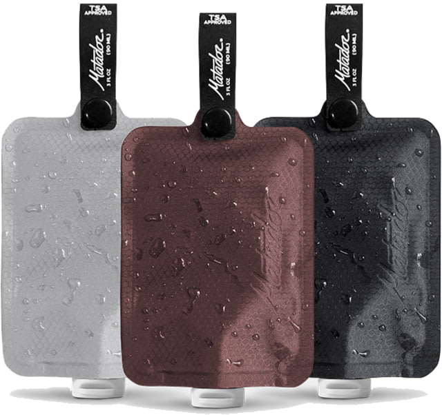 Matador FlatPak Toiletry Bottle 3 Pack Charcoal/Garnet/Arctic White