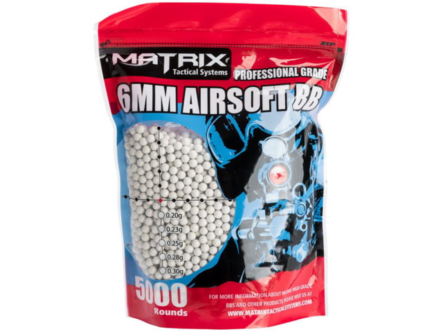 Matrix Match Grade 6mm Airsoft BBs .25g 5000rd White Small - Matrix