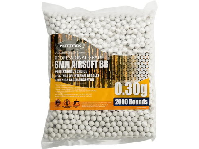 Matrix Match Grade 6mm Airsoft BBs .30g 2000rd White Small - Matrix