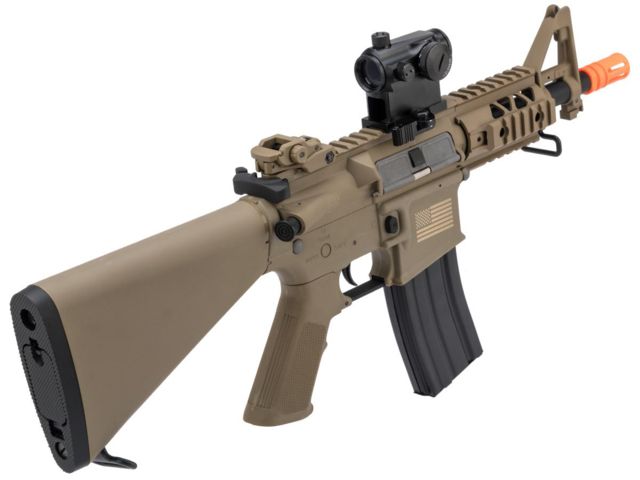 Matrix Sportsline M4 RIS Airsoft AEG Rifle w/G2 Micro-Switch Gearbox 5in Stubby Fixed Stock Dark Earth Large - Matrix