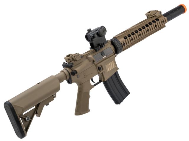 Matrix Sportsline M4 RIS Airsoft AEG Rifle w/G2 Micro-Switch Gearbox CQB-R 9in Rail Dark Earth Large - Matrix