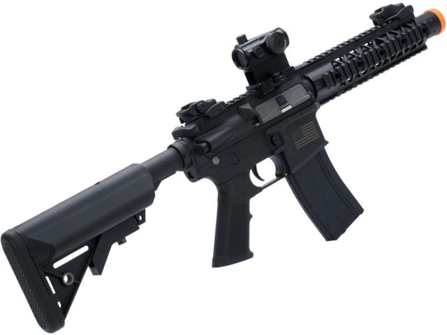 Matrix Sportsline M4 RIS Airsoft AEG Rifle w/G2 Micro-Switch Gearbox M4 RIS 8in Stubby Black Large - Matrix