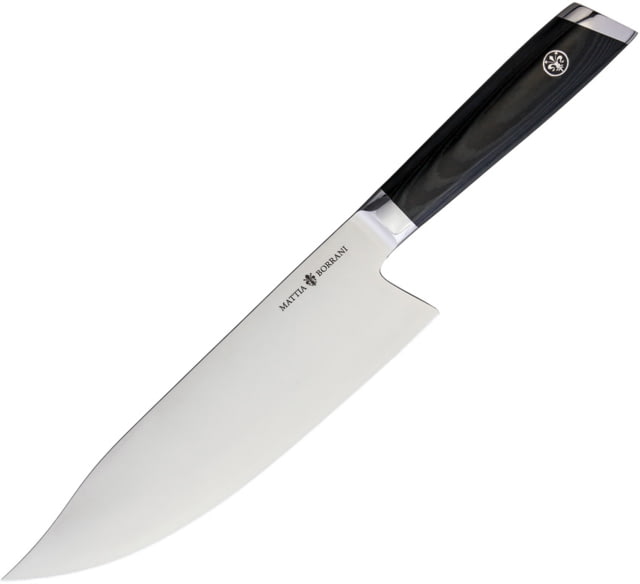 Mattia Borrani Cutlery Bowie Chef 8in San Mai Knife 8" blade Black linen micarta handle - Mattia Borrani Cutlery