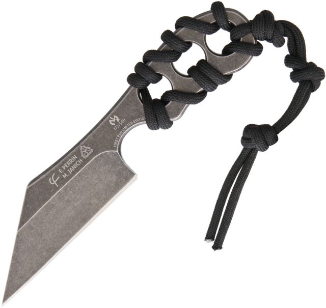 Max Knives Perrin-Janich Fixed Blade Knife 3.25in 440C Steel Standard Edge Black Stonewash Skeletonized Handle - Max Knives