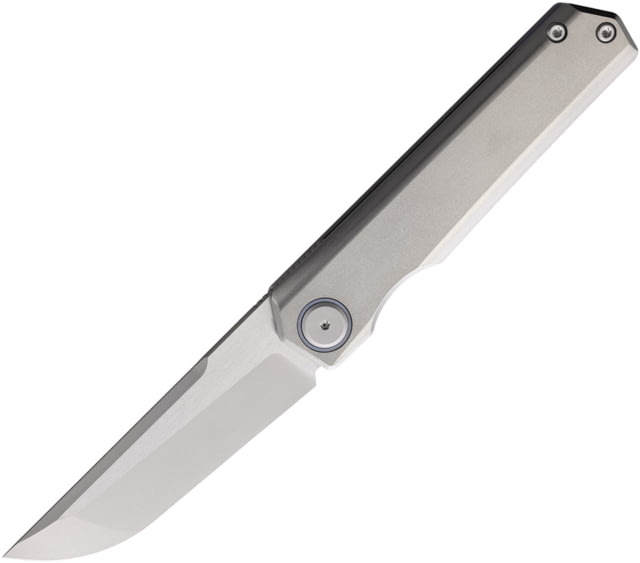 Maxace Raccoon Dog Satin Folding Knife 4.63in Closed 3.5in CPM S90V SS Bead Blast/Satin Blade Gray Satin Titanium Handle Nylon Case - Maxace